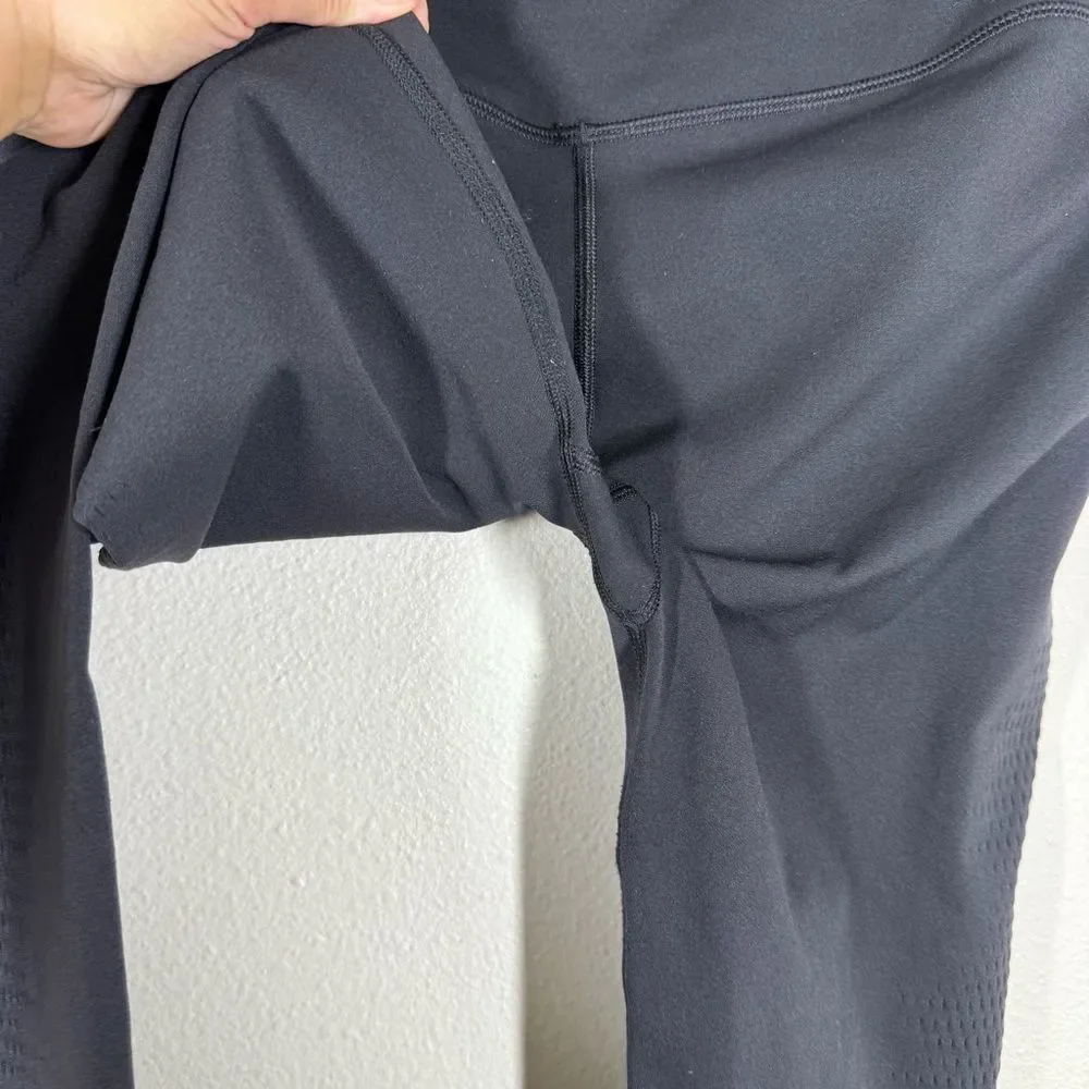 Lululemon Leggings Black Reveal 7/8 Tights Velocity Breathable Mesh Women’s 12